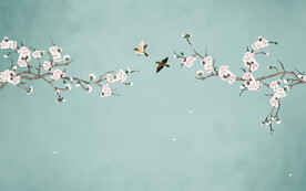 新中式古风海棠工笔花鸟