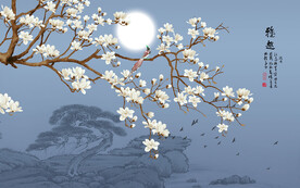 雅舍兰香白色玉兰花背景墙