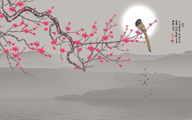 红梅报喜中国风中式花鸟背景墙