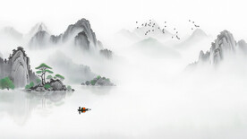 中国风山水水墨画