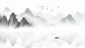 中式禅意水墨画