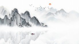 中式水墨山水画