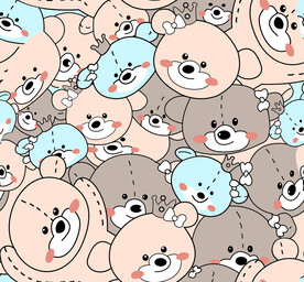 数码印花线条熊咖