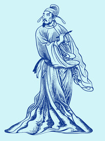 版画风格古人李白包装插画