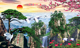 泰山日出山水画