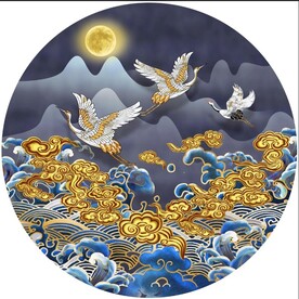 瑞鹤祥云背景装饰画