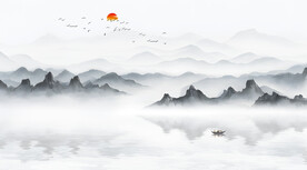 水墨禅意山水画