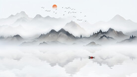 山水电视背景墙