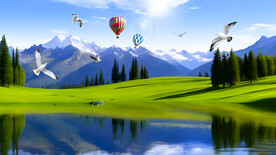 蓝天白云风景画