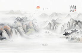 新中式意境山水水墨画