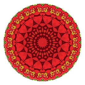 圆形红色抽象印花图案