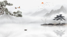 水墨画山水古风