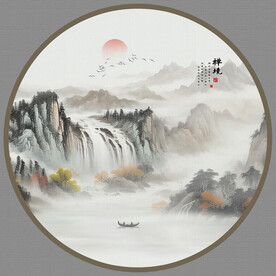 圆形山水画
