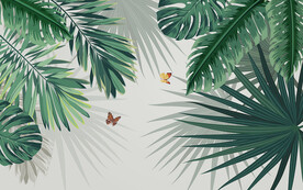 简约热带棕榈植物室内背景墙