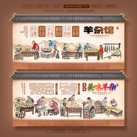 牛杂馆文化背景墙