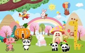 卡通动物乐园儿童背景图片