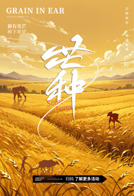 芒种麦田丰收秋收海报