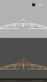 港珠澳大桥收费站矢量图