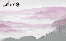 中式意境山水背景装饰画