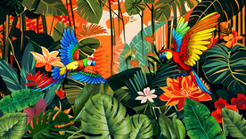 热带植物直播背景墙