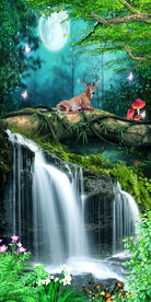 山水瀑布风景画流水生财玄关