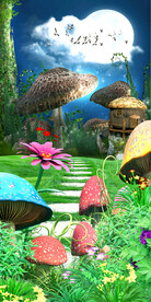 原始森林野花蘑菇小路玄关