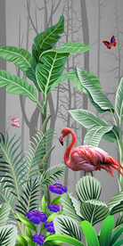 中世纪热带雨林风景火烈鸟玄关