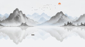 新中式抽象意境水墨画