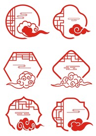 中国风中式花纹云纹古典边框窗框