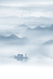 意境水墨山水画