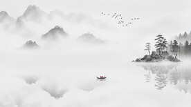 手绘山水风景画