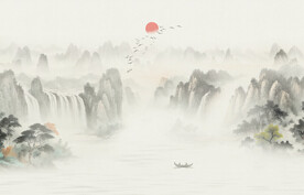 国画水墨山水画