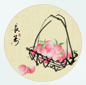  寿桃国画