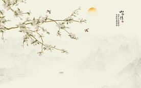 新中式工笔花鸟图背景墙