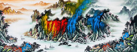 水墨客厅山水画
