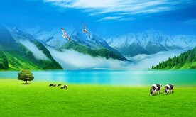 雪山草地背景图