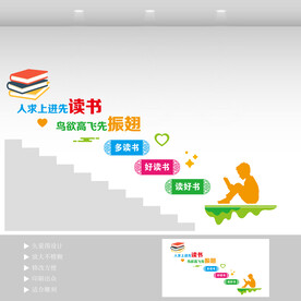 学校阅读楼梯文化墙