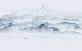 抽象水墨山水画