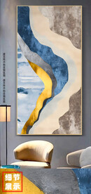 现代抽象手绘流金简约玄关装饰画