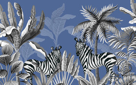 热带植物斑马风景轻奢背景墙