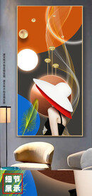 现代简约轻奢光影几何女郎玄关画