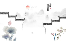 水墨江南水墨画背景墙