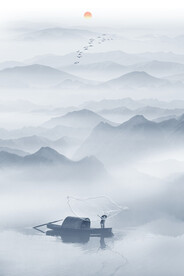 意境水墨山水玄关画