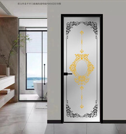 高清分层透明底平开门玻璃打印图