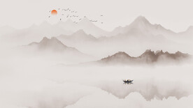 新中式山水水墨画