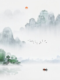 新中式水墨山水装饰画