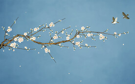 新中式梅花工笔花鸟背景墙装饰画