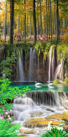 风景画山水流水生财玄关