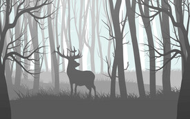 简北欧森林麋鹿背景墙