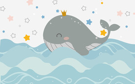 卡通鲸鱼小清新卡通海底背景墙